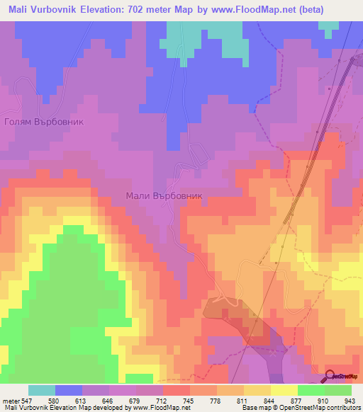 Mali Vurbovnik,Bulgaria Elevation Map