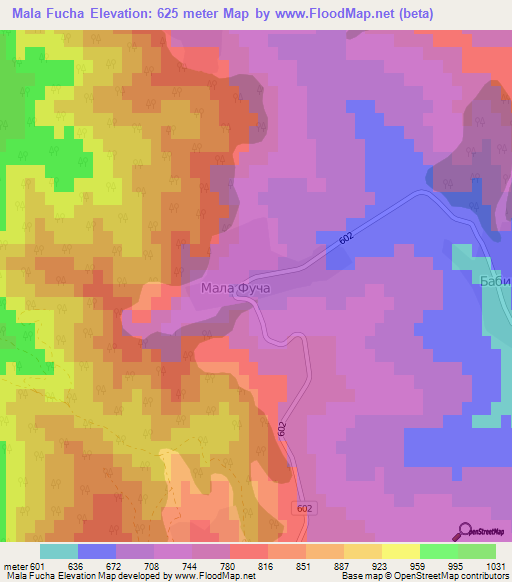 Mala Fucha,Bulgaria Elevation Map