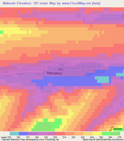 Makresh,Bulgaria Elevation Map