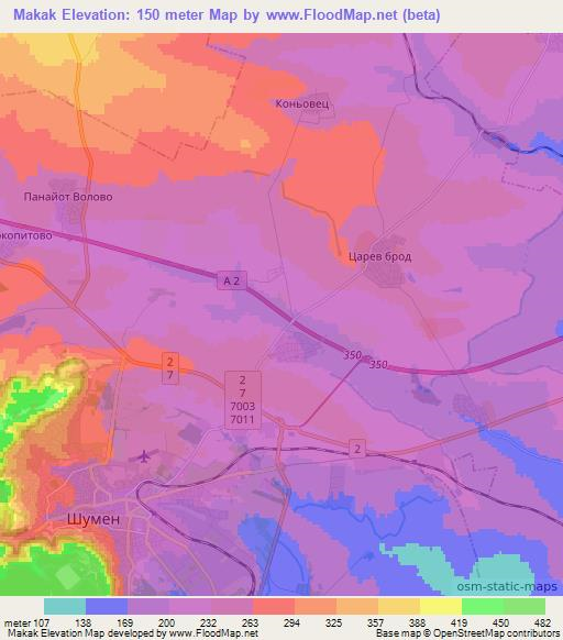 Makak,Bulgaria Elevation Map