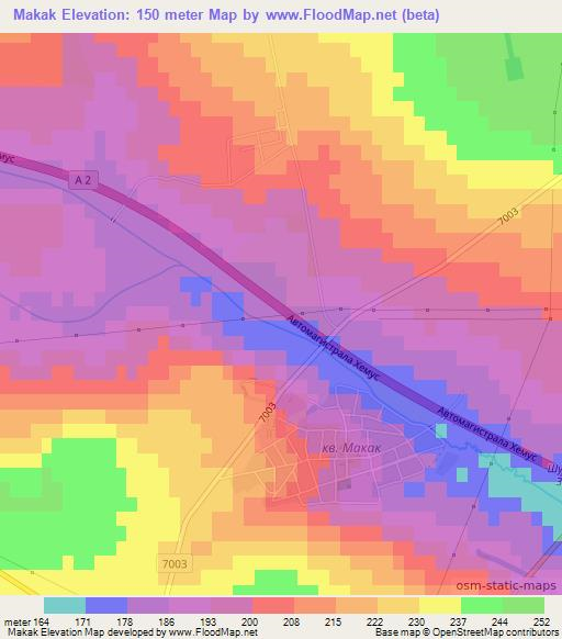 Makak,Bulgaria Elevation Map