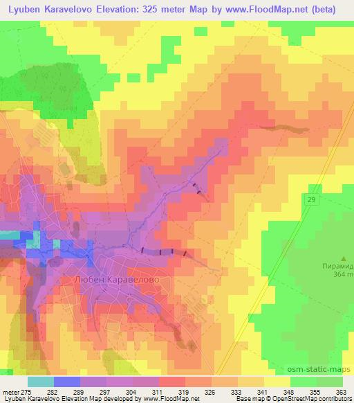 Lyuben Karavelovo,Bulgaria Elevation Map