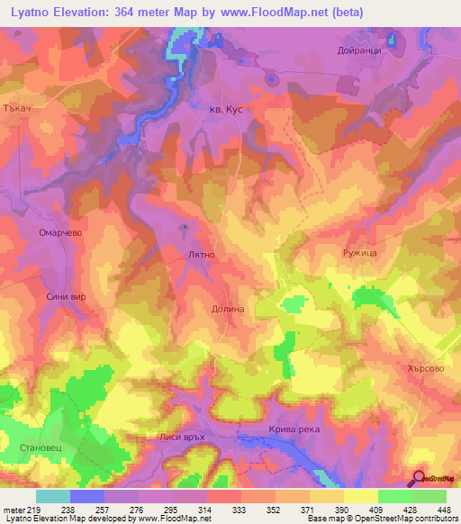 Lyatno,Bulgaria Elevation Map