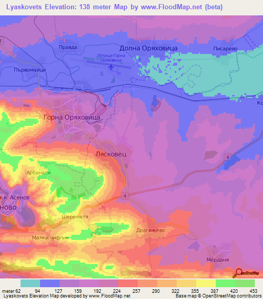 Lyaskovets,Bulgaria Elevation Map