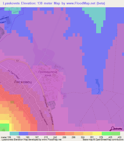 Lyaskovets,Bulgaria Elevation Map