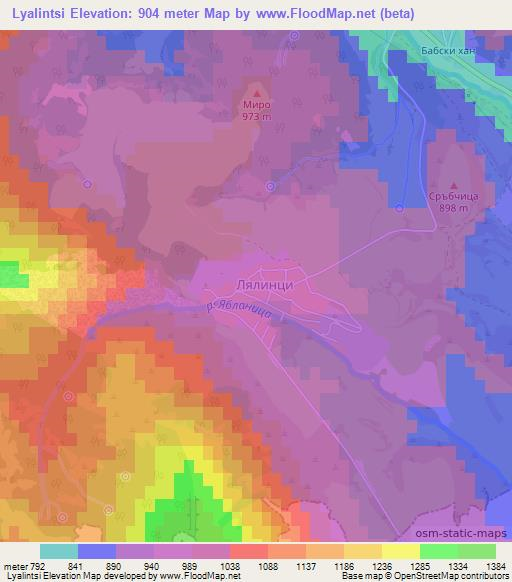 Lyalintsi,Bulgaria Elevation Map