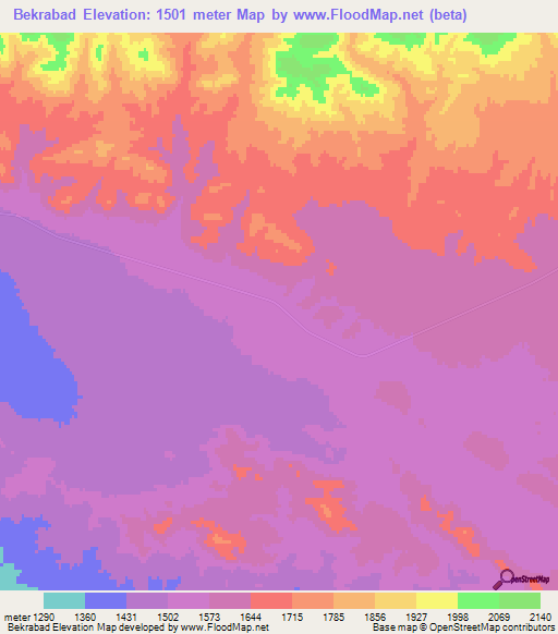 Bekrabad,Iran Elevation Map