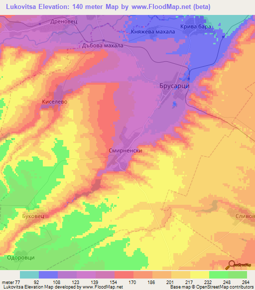 Lukovitsa,Bulgaria Elevation Map
