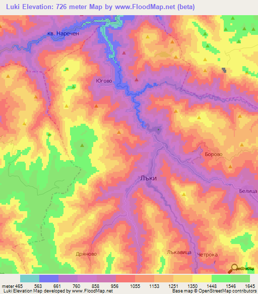 Luki,Bulgaria Elevation Map