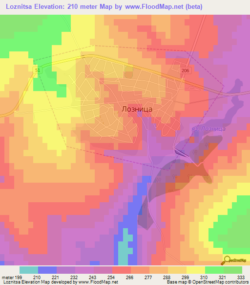 Loznitsa,Bulgaria Elevation Map