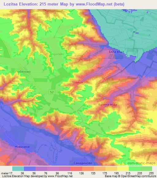 Lozitsa,Bulgaria Elevation Map