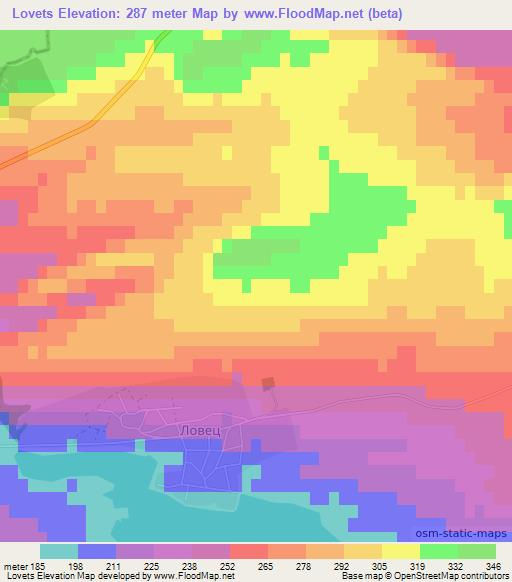 Lovets,Bulgaria Elevation Map