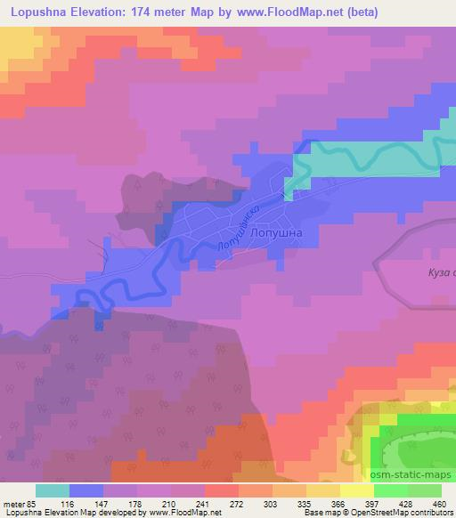 Lopushna,Bulgaria Elevation Map