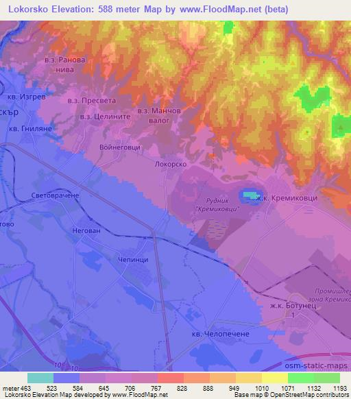 Lokorsko,Bulgaria Elevation Map