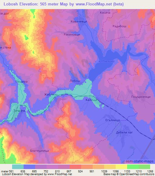 Lobosh,Bulgaria Elevation Map