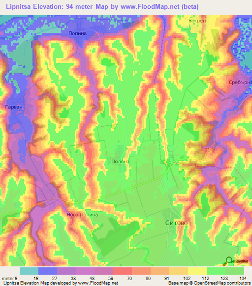 Lipnitsa,Bulgaria Elevation Map