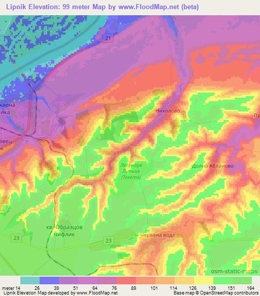 Lipnik,Bulgaria Elevation Map