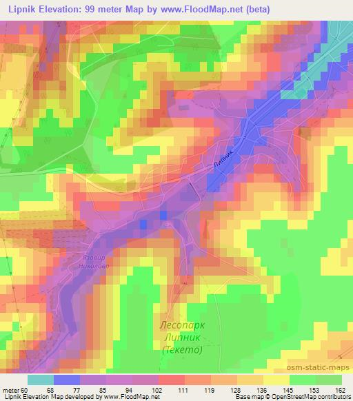 Lipnik,Bulgaria Elevation Map