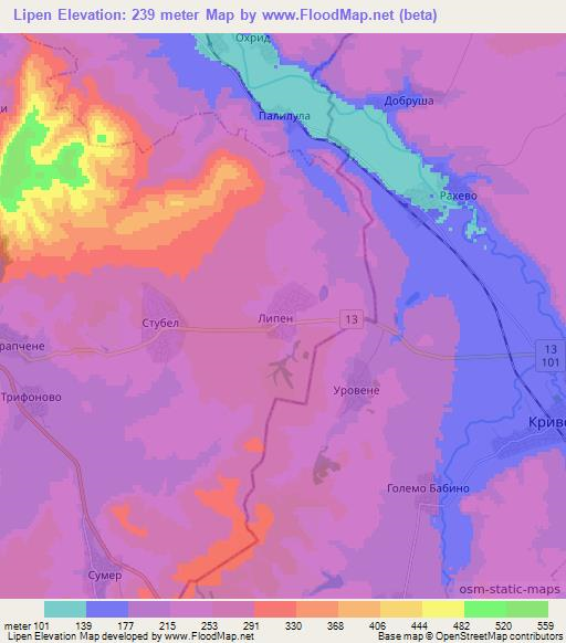 Lipen,Bulgaria Elevation Map