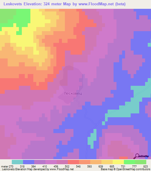 Leskovets,Bulgaria Elevation Map
