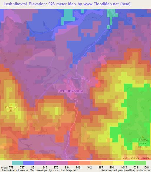 Leshnikovtsi,Bulgaria Elevation Map