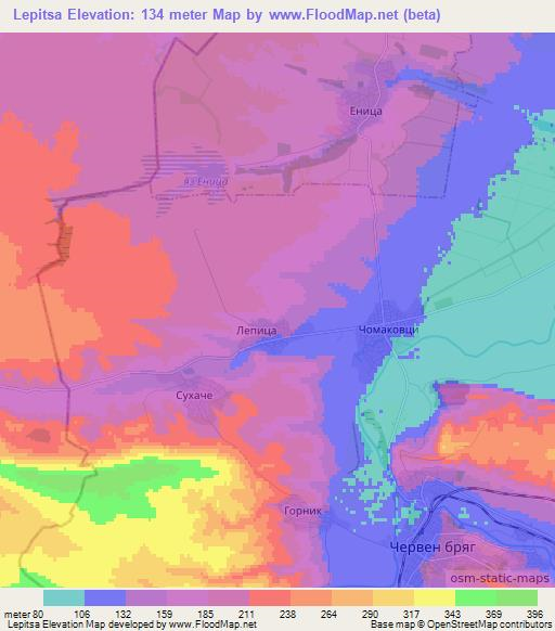 Lepitsa,Bulgaria Elevation Map