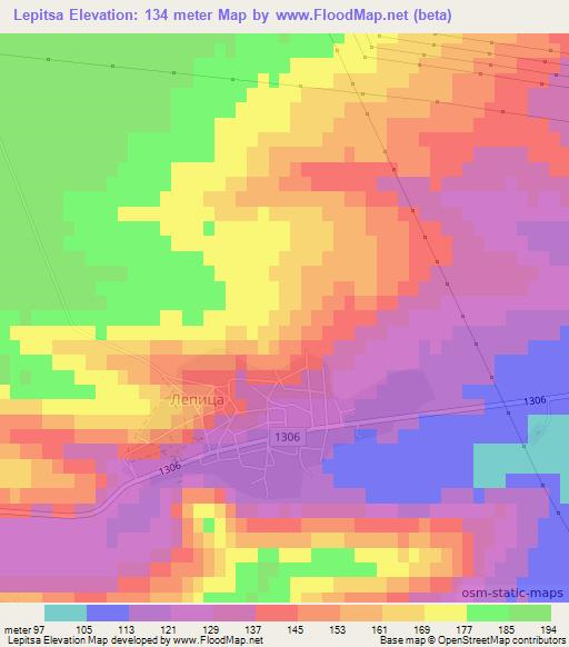 Lepitsa,Bulgaria Elevation Map
