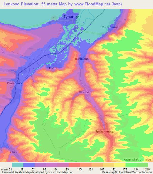 Lenkovo,Bulgaria Elevation Map