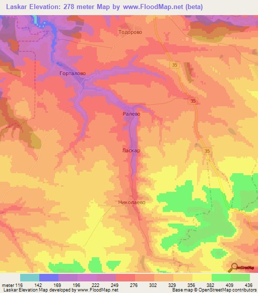 Laskar,Bulgaria Elevation Map