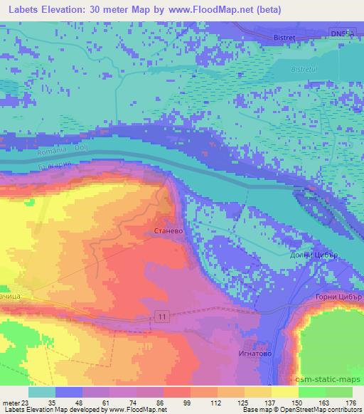 Labets,Bulgaria Elevation Map