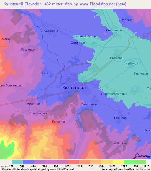 Kyustendil,Bulgaria Elevation Map