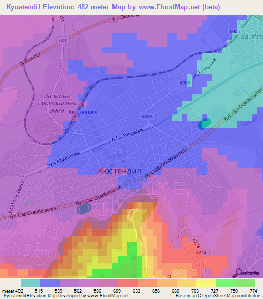 Kyustendil,Bulgaria Elevation Map