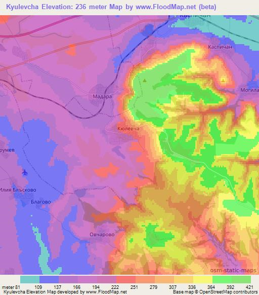 Kyulevcha,Bulgaria Elevation Map