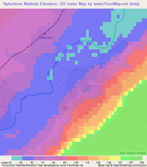 Kyluchova Makhala,Bulgaria Elevation Map