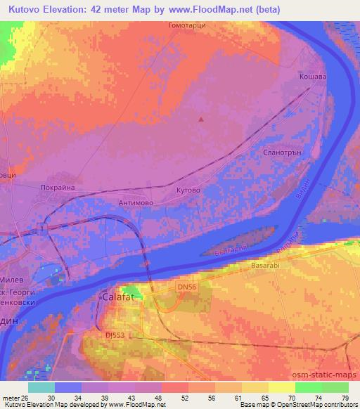 Kutovo,Bulgaria Elevation Map