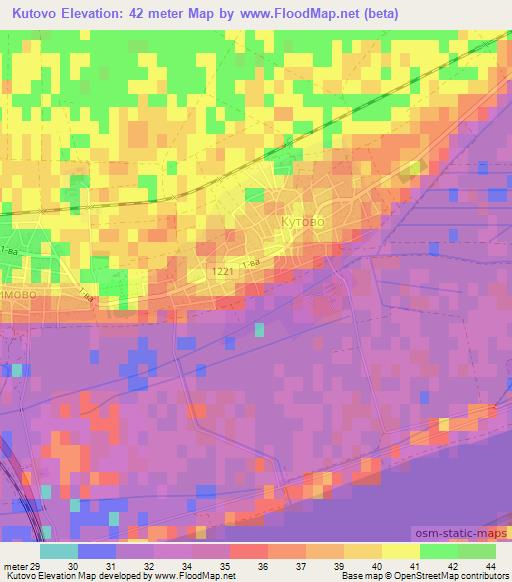 Kutovo,Bulgaria Elevation Map