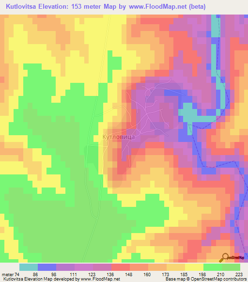 Kutlovitsa,Bulgaria Elevation Map