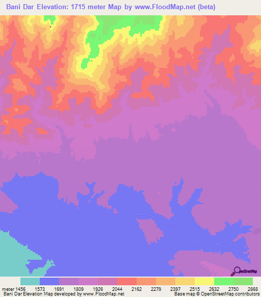 Bani Dar,Iran Elevation Map