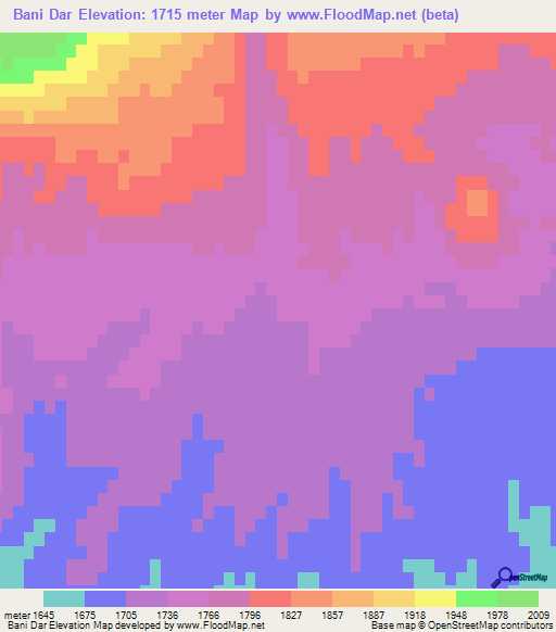 Bani Dar,Iran Elevation Map