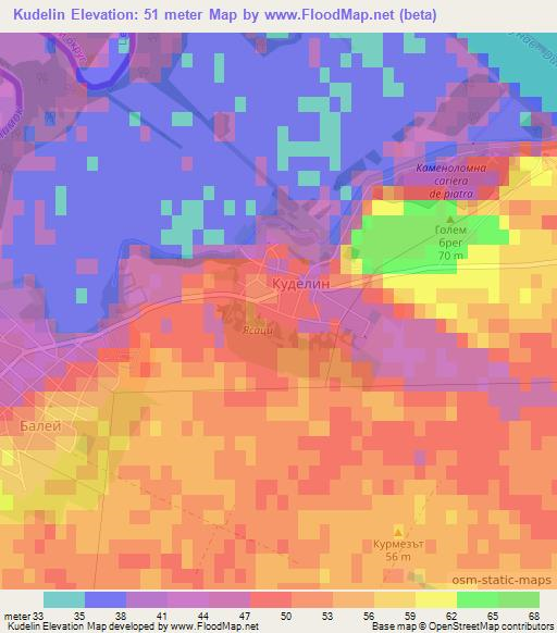 Kudelin,Bulgaria Elevation Map