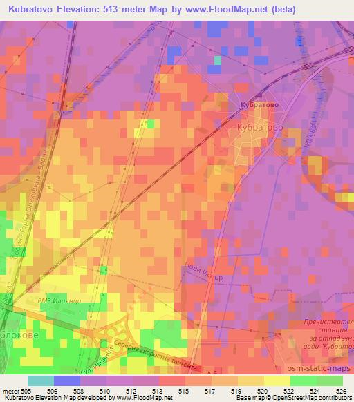 Kubratovo,Bulgaria Elevation Map