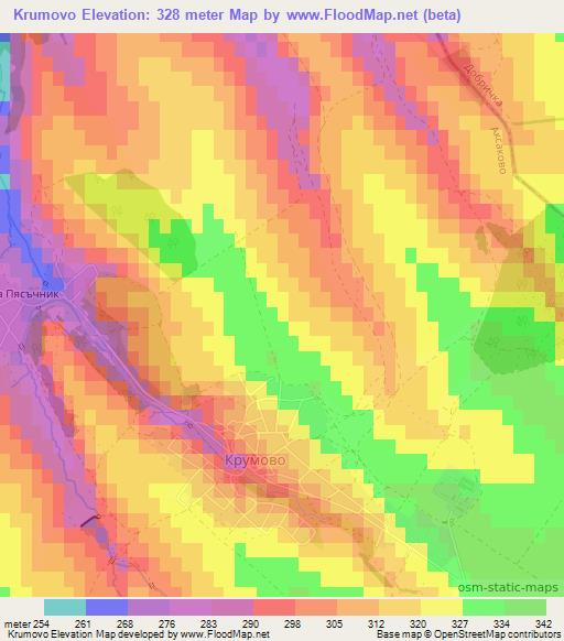 Krumovo,Bulgaria Elevation Map