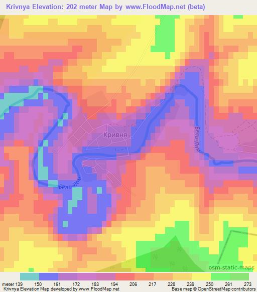 Krivnya,Bulgaria Elevation Map