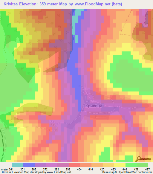 Krivitsa,Bulgaria Elevation Map
