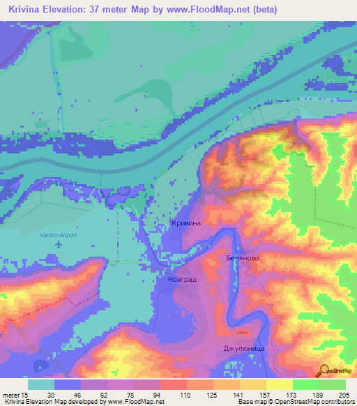Krivina,Bulgaria Elevation Map