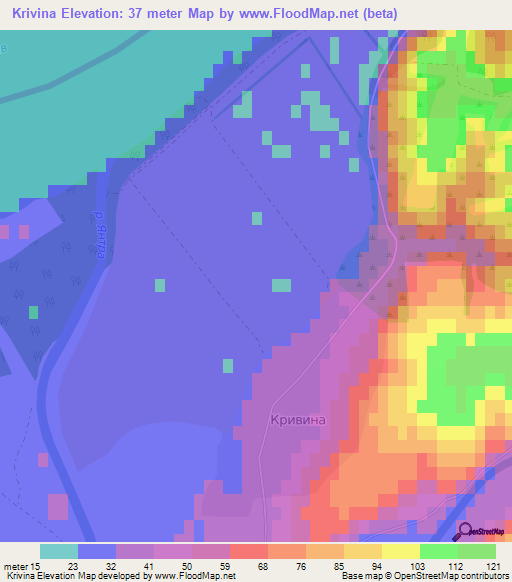 Krivina,Bulgaria Elevation Map