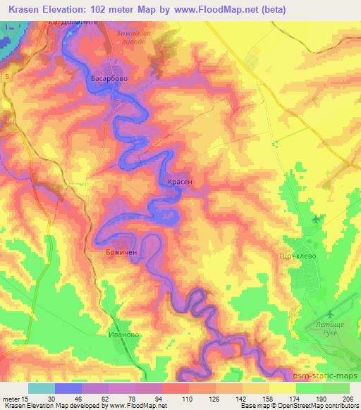 Krasen,Bulgaria Elevation Map