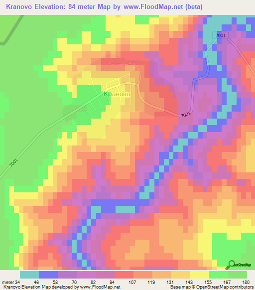 Kranovo,Bulgaria Elevation Map