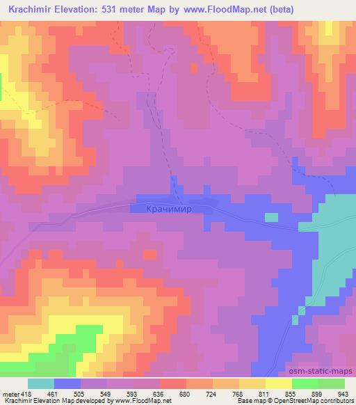 Krachimir,Bulgaria Elevation Map