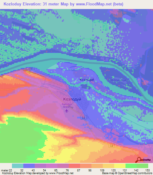 Kozloduy,Bulgaria Elevation Map